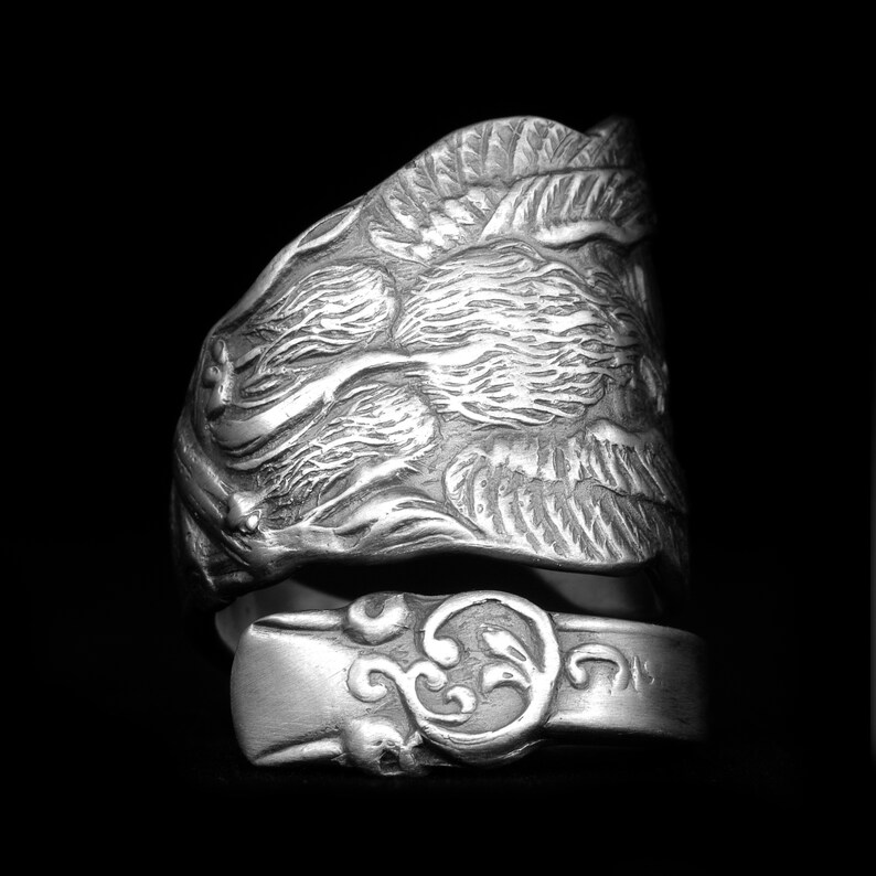 Phoenix Rising Ring Large Sterling Silver Spoon Ring Etsy