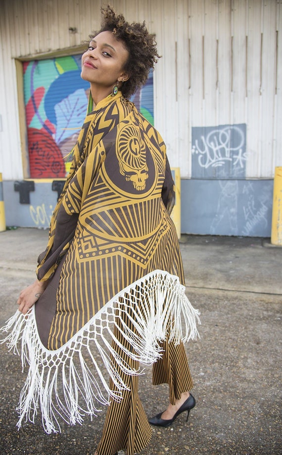 Women's Kimono Grateful Dead Kimono Stealie Boho Kimono With