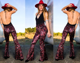 Grateful Dead Bell Bottoms - Bertha Skull & Rose Print