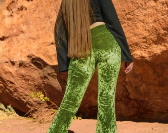 Women's Velvet Bell Bottoms Flared Pants
