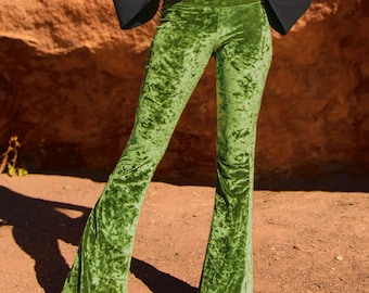 Women's Velvet Bell Bottoms Flared Pants