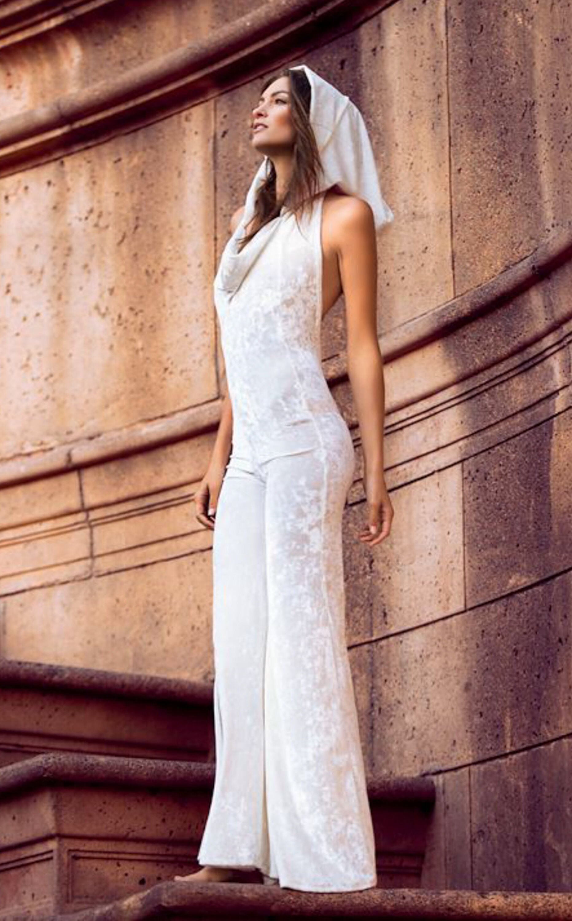 White hooded jumpsuit 2025