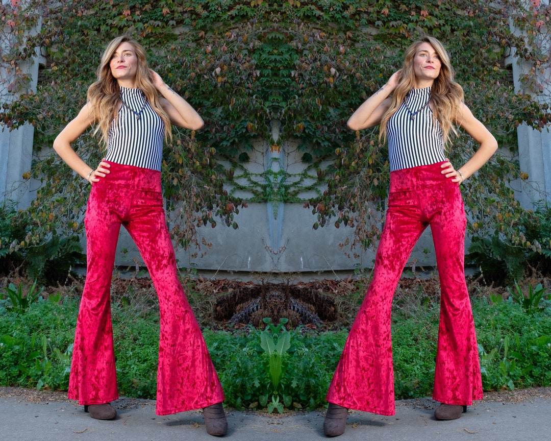  Velvet Flare Pants for Women Vintage 70s Cowgirl High Waist Bell  Bottoms Soft Stretchy Comfy Wide Leg Palazzo Pants Black : Sports & Outdoors