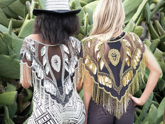 Sequin Beaded Capelet: Sparkle Party Shawl - Festival Wear