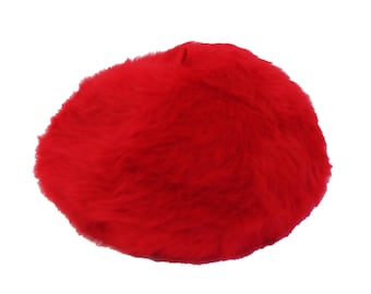 Vintage Kangol Bright Red Angora Fur Hat Beret Cap New Old Stock, Made in United Kingdom
