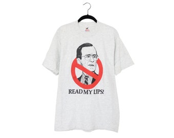 Vintage Read My Lips George Bush Tee, Fruit of The Loom (Large)