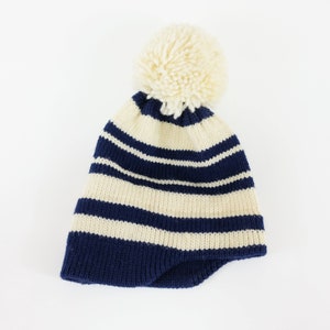 Vintage Scott USA Navy & White 100% Wool Classic Ski Hat, Made in USA