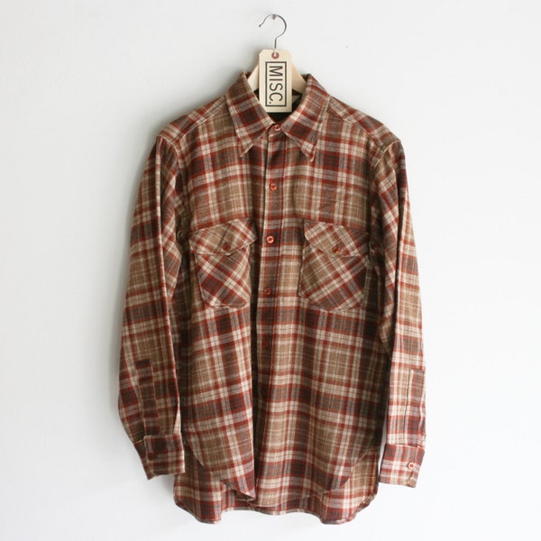 SALE - Vintage Woolrich Dark Red & Brown Flannel Shirt