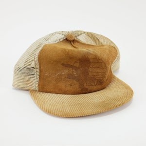 Vintage YELLOWSTONE National Park Real Leather Snapback Cap Baseball Hat, Made in USA