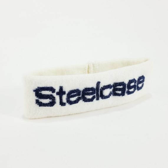 Vintage STEELCASE Furniture White Athletic Headband, Made in USA