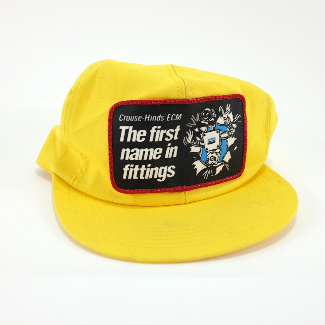 Cappello da camionista giallo Crouse-Hinds ECM vintage, il primo