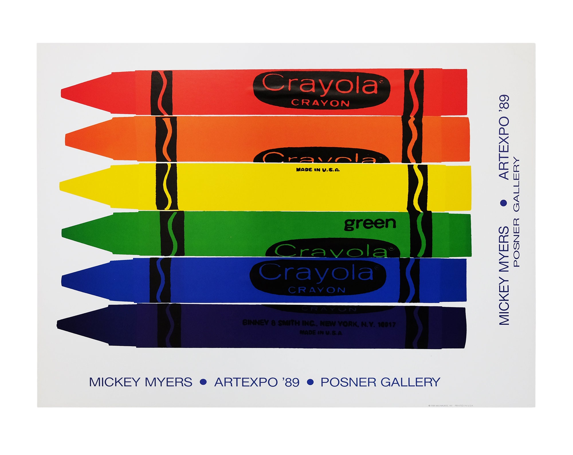 Vintage 1989 Mickey Myers Art Expo Posner Gallery Crayola