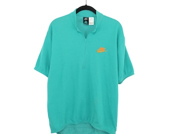 Vintage Nike ACG Embroidered Logo Turquoise Bicycle Cycling Jersey Shirt - Large