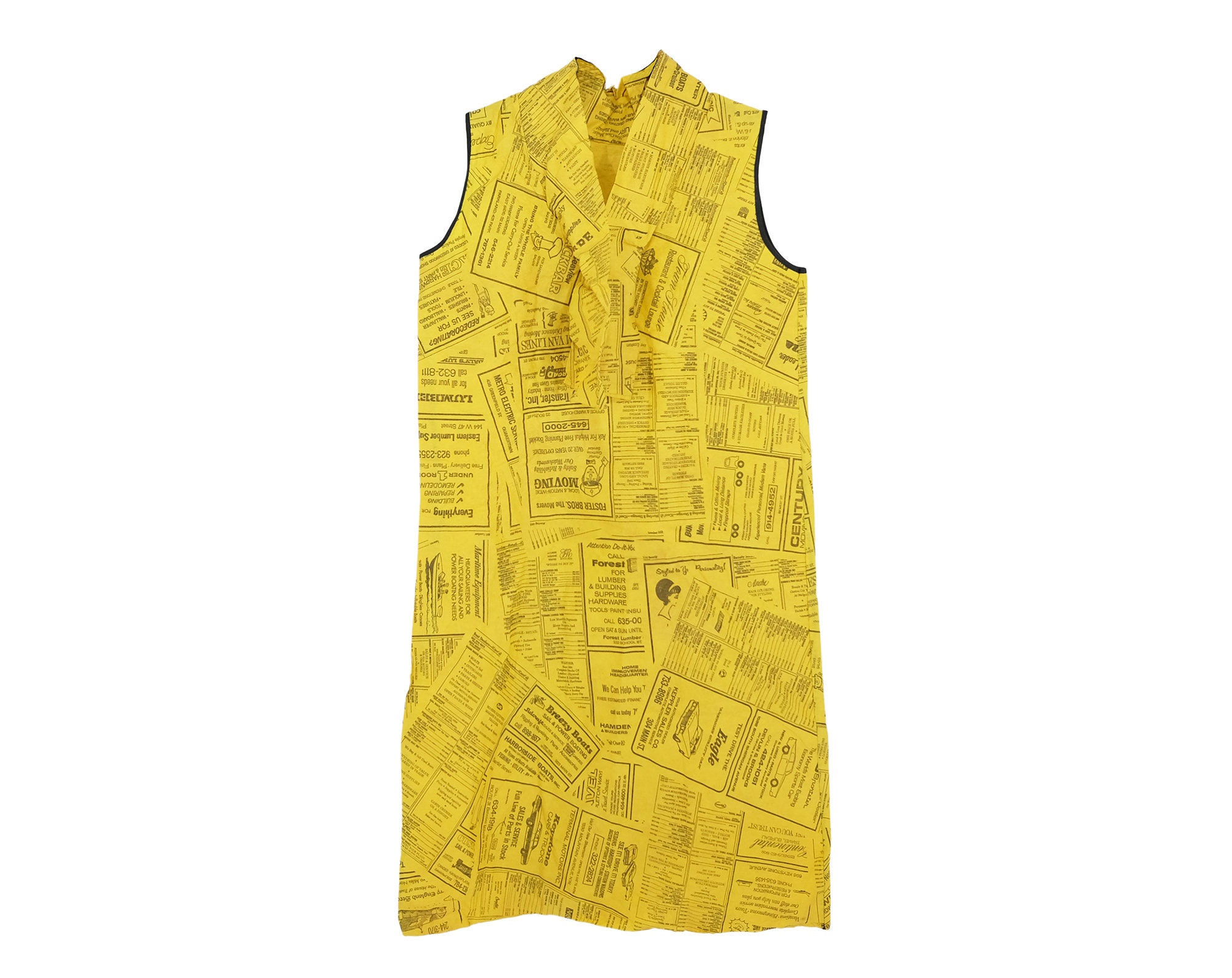paper dress vintage Rare 1960s Paperdelic Old Stock Solid Yellow Large Sz 14-16 No refunds or exchanges. By Day // Paper Dress
