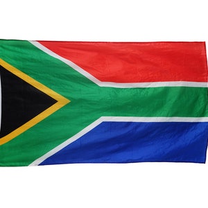 Vintage Large South Africa Green Blue Black & Red Nylon Flag 35&quot; X 60&quot; Wall Hanging