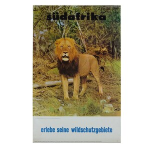 Vintage Sudafrika Erlebe Seine Wildschutzgebiete Lion Wilderness South African Germanic Afrikaans Poster