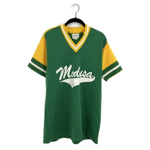 Vintage Medusa #12 The Jock Shop Sports Co. Green & Yellow Baseball Jersey, Made in USA - Size XL