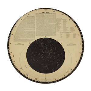 Mapa de estrellas de astronomía antiguo de 1917 Profesor Raymond Dugan Universidad de Princeton, Camp Fire Stores Company Mapa guía del cielo troquelado, Fabricado en EE. UU.