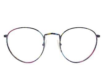 Vintage 90&#39;s Safilo Team Splatter Paint Purple 145 Metal Eyeglasses Frames, Made in Italy