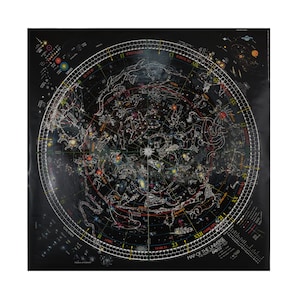 Mapa del universo original vintage de 1981 que brilla en la oscuridad de Thomas Filsinger para Celestial Arts RARE!!, Impreso en Suiza NOS con folleto