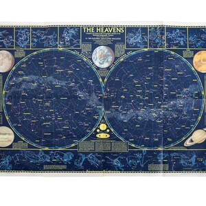 ビンテージ天空地図と星図 1970年 ナショナル ジオグラフィック 大型折りたたみ両面地図
