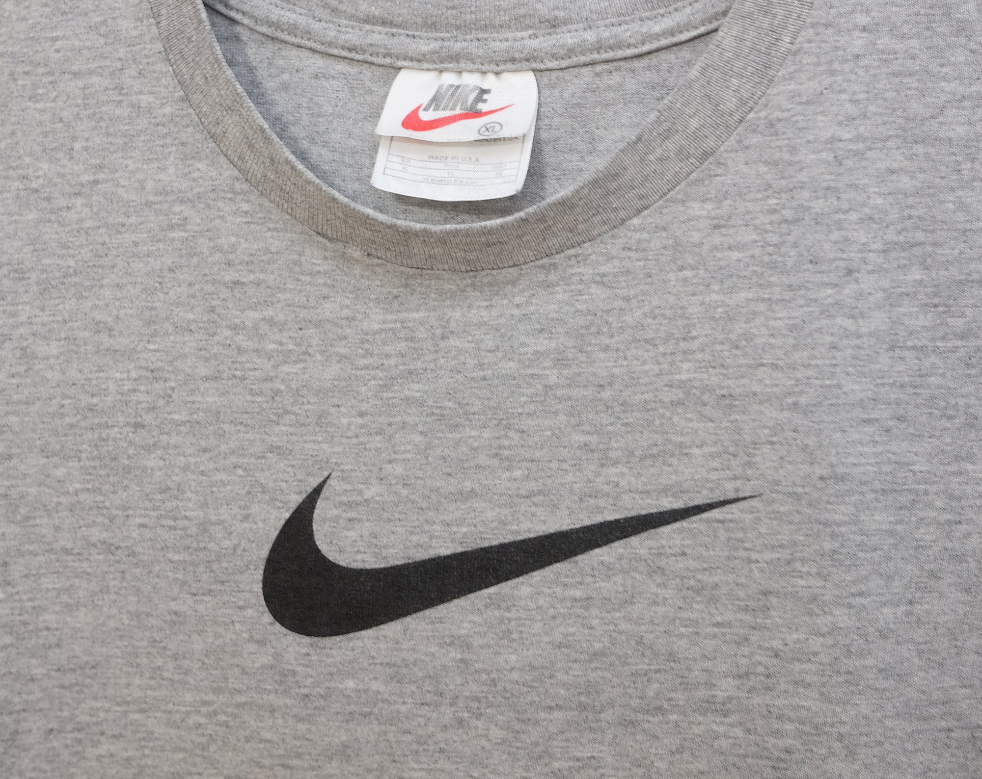 Vintage Nike Old Logo Single Swoosh Heather Gray 100% Cotton Tee T