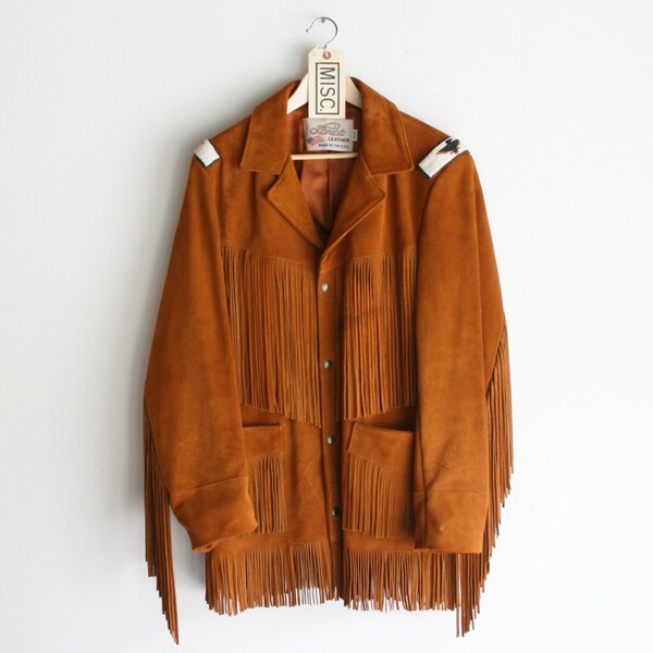 Reserved for Victoria -- Vintage Lariat Leather Fringe Jacket with Native American Beading