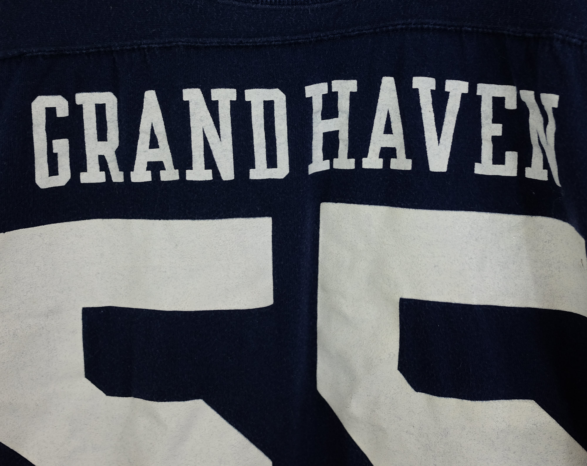 anystore Vintage 60's Champion Products Inc. Grand Haven #55 Navy Blue Authentic Football Jersey, Made in USA - Large