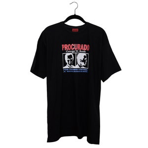 Vintage Procurado George W. Bush Crimes Against Humanity Black Crewneck T-Shirt, Made in Brazil - XL