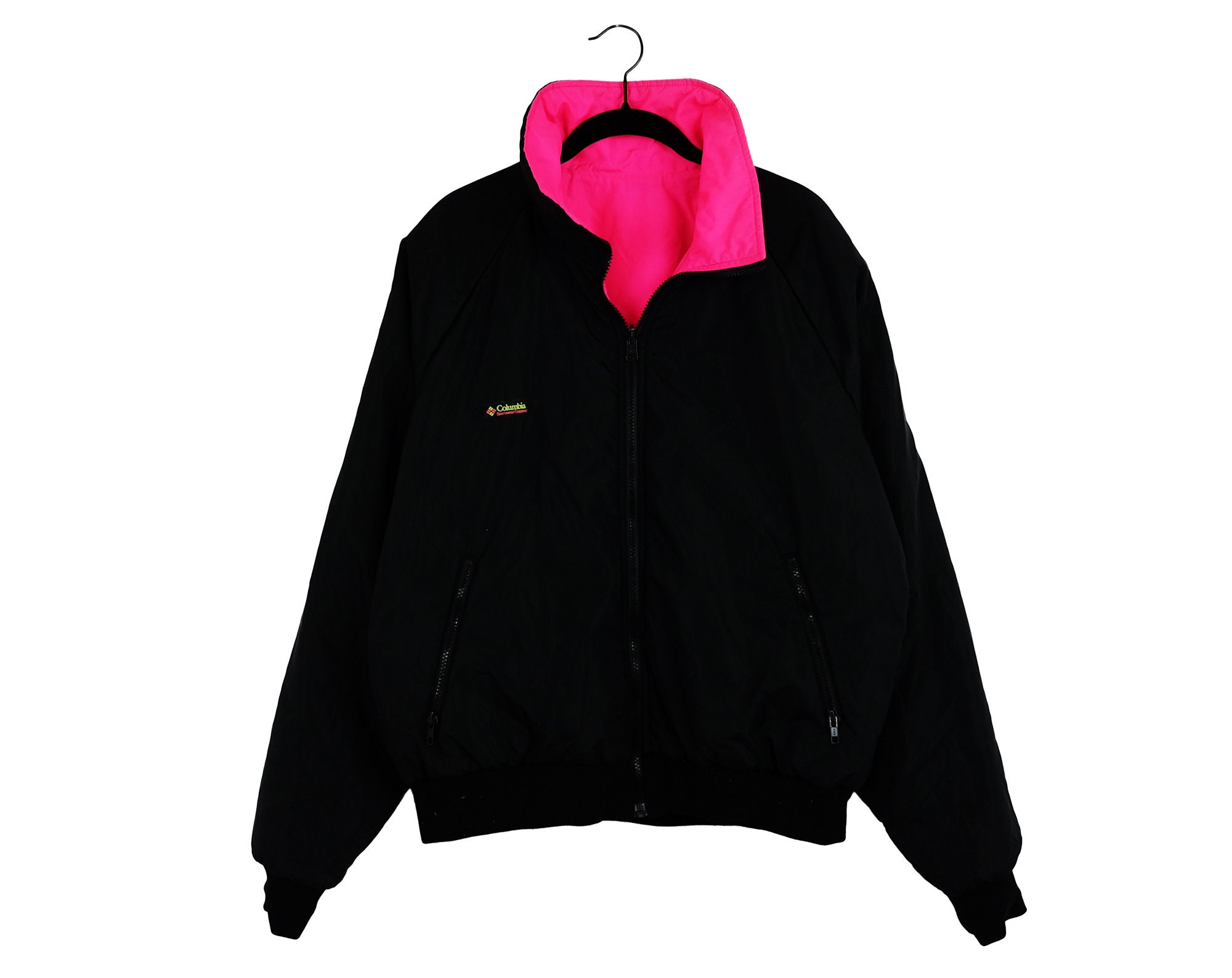 Vintage 90's Columbia Hot Pink & Black Reversible 3M Winter