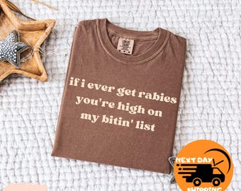 Wenn ich jemals Rabies bekomme, sind Sie hoch auf meiner Bitin 'Liste Shirt, Komfort Farben lustiges Shirt, freches Shirt, Waschbär Meme Shirt, Erwachsenen Humor T-Shirt