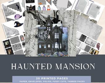 Haunted Mansion Junk Journal – Shaped Halloween Album with Cards and Folios