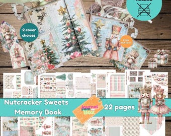 Nutcracker Sweets Accordion Memory Journal – 22 Page Printed Kit on 110 lb Cardstock | Vintage Christmas Junk Journal
