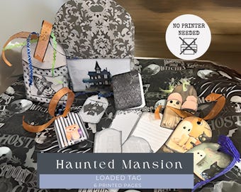 Halloween Loaded Tag Kit – Haunted Mansion Theme, Printed Ephemera and Ribbon