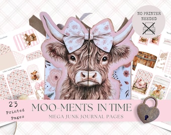Highland Cow Junk Journal Kit: Floral Ephemera, Vintage Folio
