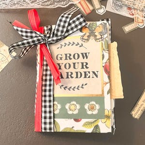 Grow Your Garden Junk Journal – Handmade Vintage-Inspired Notebook | 5.5x4.5 inches | 16 Full Pages (32 Half Pages)