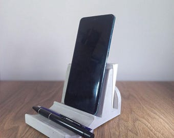 Modern Concrete Desk Organizer: Phone, Pen & Card Holder