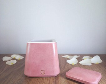 Dusty Rose Concrete Cotton Jar: Handmade Minimalist Bathroom Storage