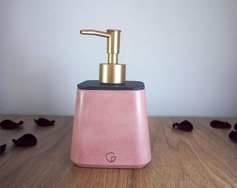 Dusty Rose Concrete Soap Dispenser: Handmade Cement Bathroom Decor