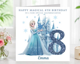 Personalised Princess 8th Birthday Card Girl, Magical Fairy Tale,  8 Eighth Daughter Granddaughter Niece Goddaughter, Any Age Custom Name
