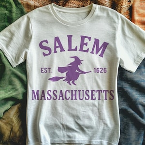 Salem Massachusetts Witch PNG | Vintage Halloween Design | Flying Witch Est 1626 | Spooky Sublimation | Retro Witch Clipart Download