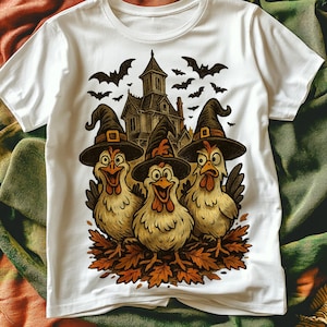 Chicken Halloween PNG | Spooky Chickens Png | Halloween Chickens Png | Fall Png | Pumpkin PNG | Witch PNG | Haunted House Chickens | Design
