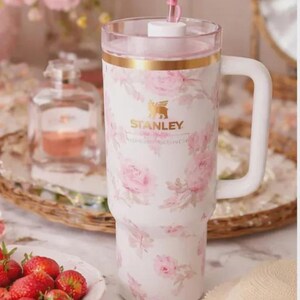 LoveShackFancy Pink Floral Stanley 40oz Quencher Tumbler – Limited Edition Travel Mug image 5