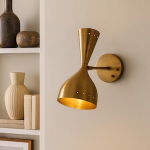 Mid Century Brass Diabolo Wall Sconce – Adjustable Stilnovo Reading Lamp