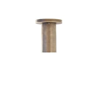 May include: A bronze-colored, cylindrical furniture leg with a flat, circular top. The leg has a simple, minimalist design and is set against a white background. The metal has a slightly aged appearance.