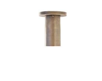 Architectural Brass Flush Mount Downlight, Minimal Ceiling Cylinder Fixture, Handmade Modern Accent Lighting for Hallway Entryway Spaces