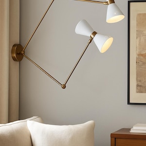 Stilnovo Diabolo Wall Sconce – Adjustable Double Brass Mid Century Lamp