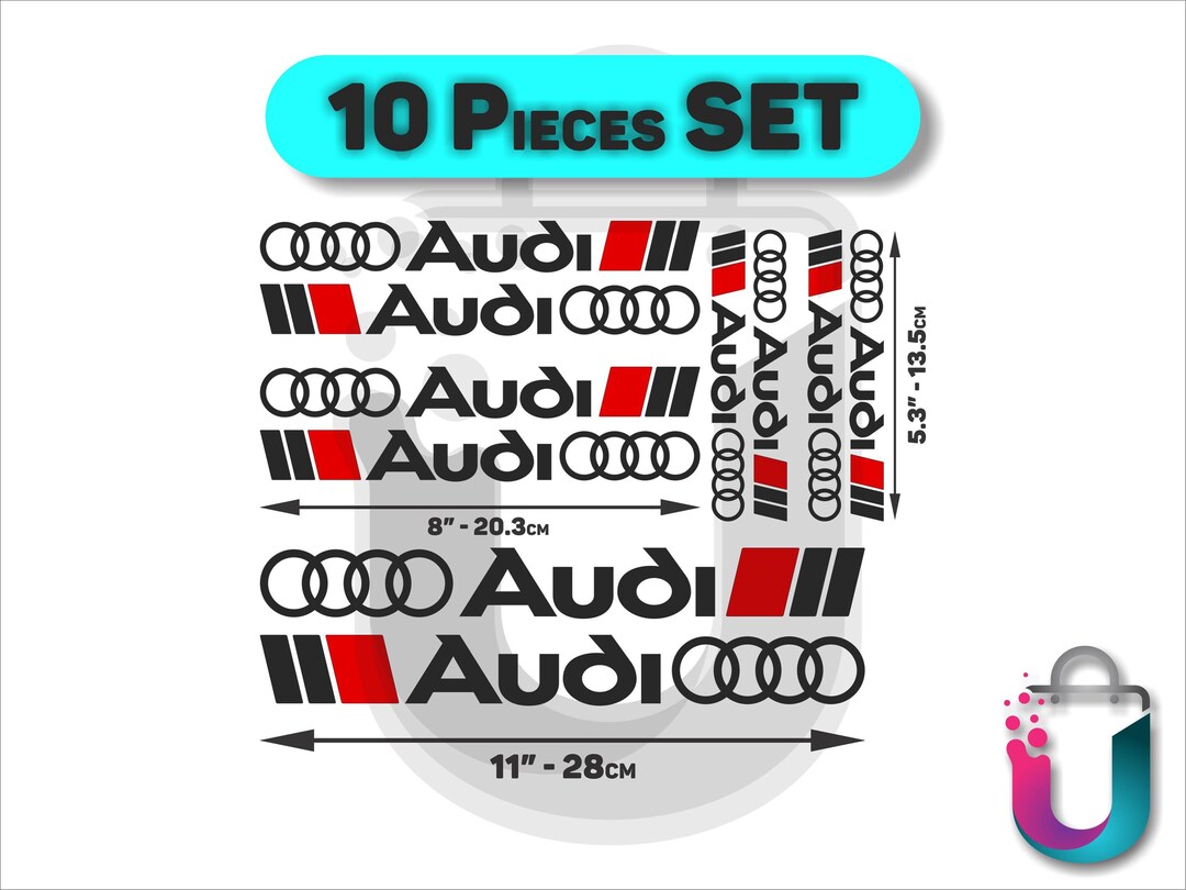 10-pack AUDI Racing Decals – S Line Sport Graphics Emblems, Badge, Logo ...