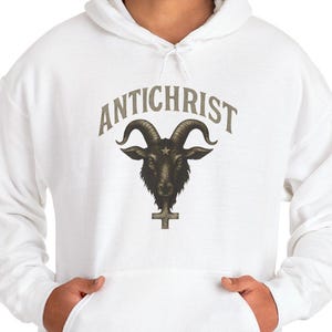 Antichrist Goat Head Hoodie, Vintage Satanic hoodie, Occult Gothic Aesthetic Hoodie, Dark Devil Streetwear, Inverted Cross Hoodie, Satan
