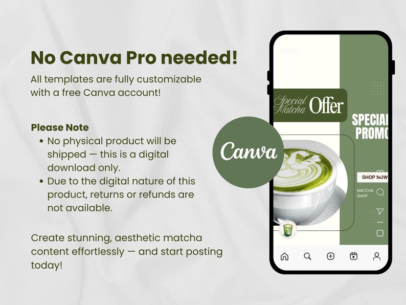 Canva Matcha Instagram Stories and Posts Bundle, Editable Templates ...